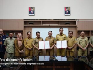 Belitung timur : Desa Mekar Jaya tandatangani fakta intigritas komitmen anti korupsi.