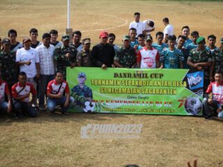 Dalam Rangka Menyambut HUT RI Ke-78 Danramil 0622-11/Sagaranten Buka Turnamen Sepakbola