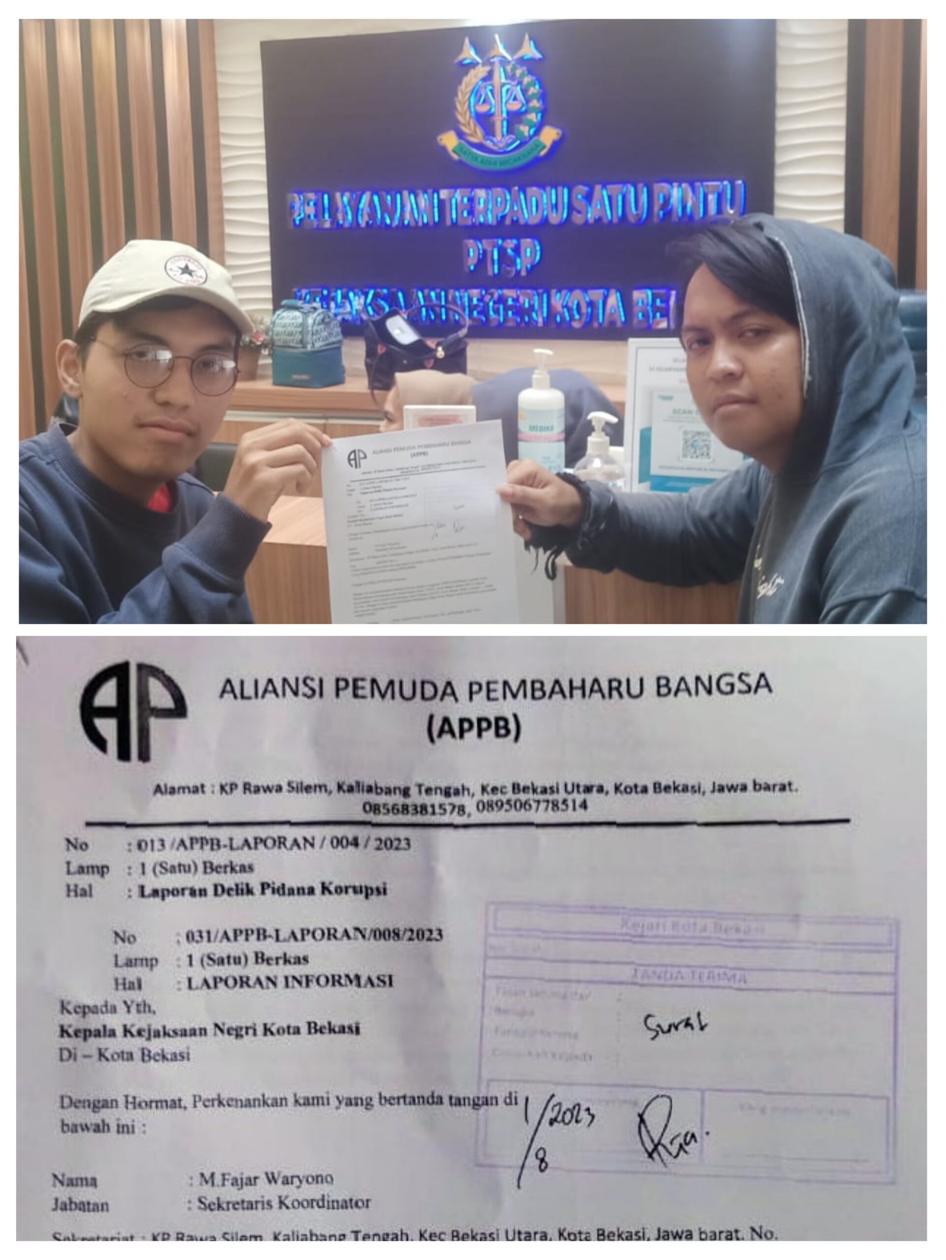 Melanjutkan laporan ke kejari APPB: Menduga Ada Praktek Korupsi Di DPPPA Kota Bekasi 
