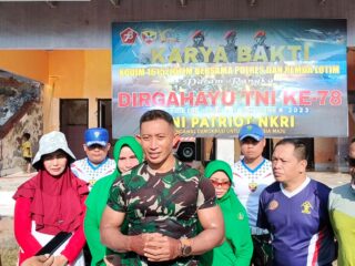 Sambut HUT TNI ke 78, Kodim 1615/Lotim Gelar Karya Bakti di Lapangan Porda Selong.