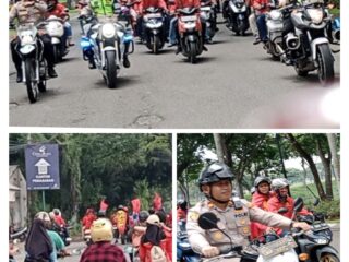 Kapolsek Panongan Polresta Tangerang Kawal Aksi Unras Buruh
