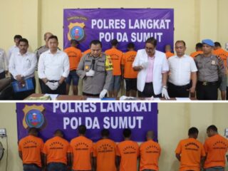 Polres Langkat Gelar Pers Release 6 Kg Sabu dan 1,3 Kg Ganja 6 Orang Diamankan
