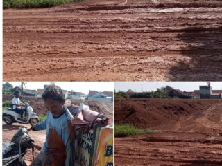 Urugkan Tanah Merah Di lahan Kosong Meluber Ke jalan Clumprit Degayu Pekalongan, Mengakibatkan Penjual Cilor Terjatuh
