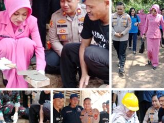 Kapolsek Panongan Dampingi Ketua Bhayangkari Cabang Polresta Tangerang Pada Peletakan Batu Pertama Program Bedah Rumah