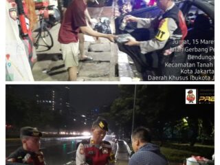 Direktorat Samapta Subdit Gasum Polda Metro Jaya Melakukan Patroli Sekalian Berbagi Makan Sahur