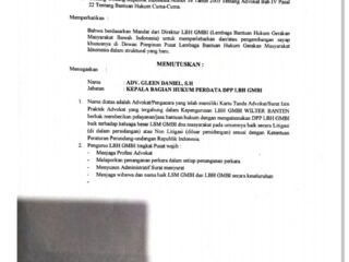 Keluarga Besar MCNI Grup (Media Center Nusantara Indonesia) Mengucapkan Selamat Kepada ADV. Gleen Daniel S.H Sebagai LBH DPP GMBI