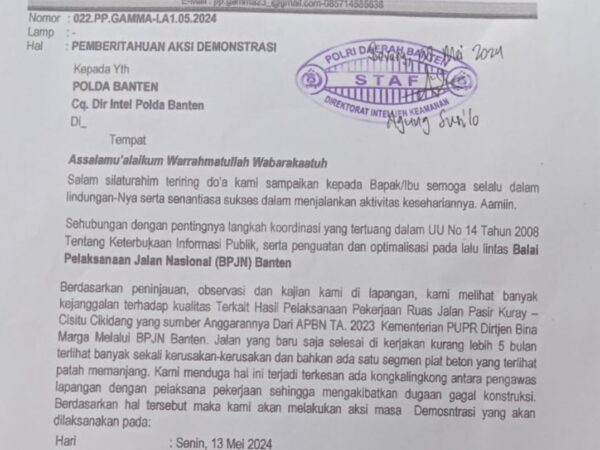 GAMMA Layangkan Surat Aksi Ke Mapolda Banten