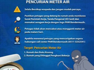 Pencurian Alat Pencatat Meter Air PAM Kembali Terjadi, Pelanggan Dihimbau Untuk Waspada