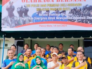 Jalin Sinergitas, Personil Polsek Pancur Batu Bersama Resimen Arhanud-2/SSM Olah Raga dan Makan Bersama